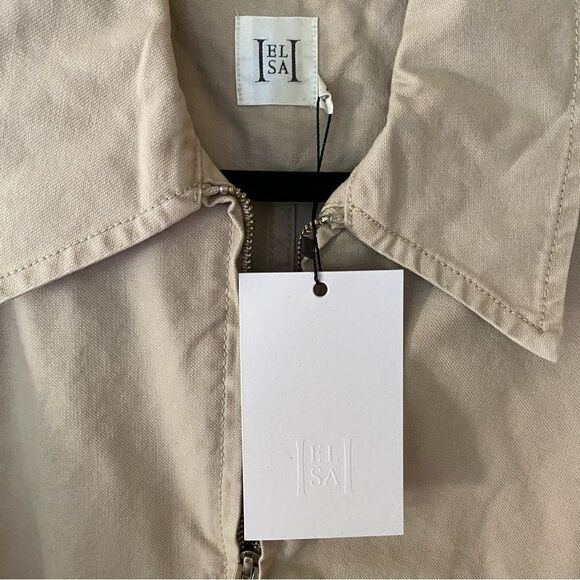 HELSA Workwear Bomber Jacket Cotton zip front khaki $358 Revolve FWRD Sold Out L - Picture 8 of 13